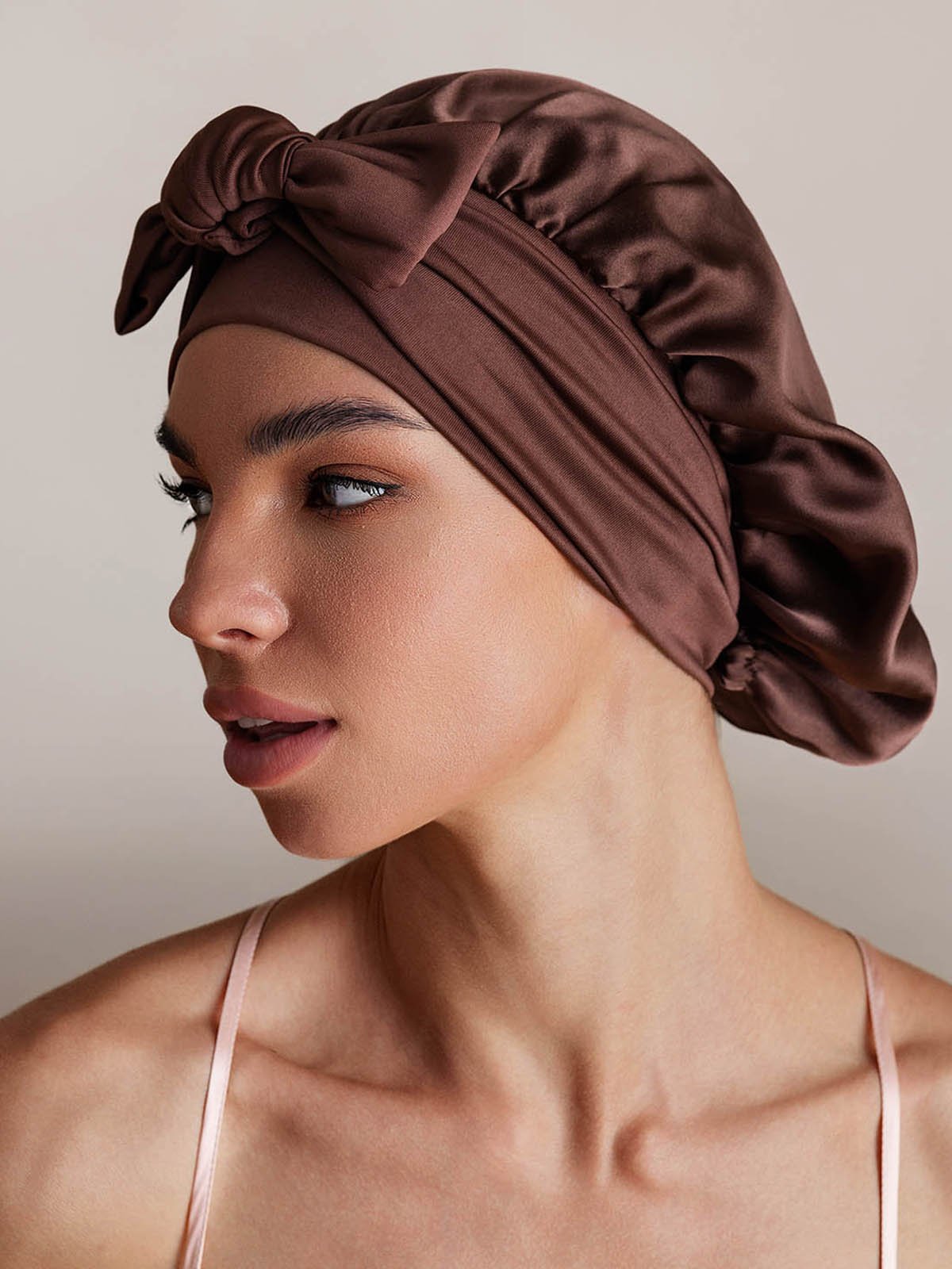 SilkSilky Pure Silk Sleep Cap Coffee 002
