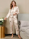 SilkSilky US Pure Silk Long Sleeve Lapel Women's Pajamas LightPink 005