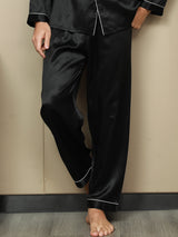[Black] SilkSilky  Pure Silk Mens Sleep Bottoms 001,