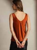 [Caramel] SilkSilky  Sleeveless V Neck Camisole Top 003