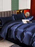 SilkSilky US 25Momme Pure Silk Bedding Set DarkBlue 005