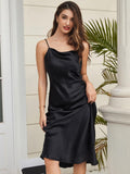 SilkSilky US Silk Sleeveless Cowl Neck Dress Black 007