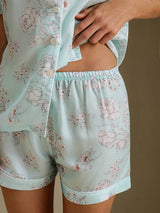 [Sky Floral] SilkSilky  Short Sleeve Notch Collar Women's Pajamas 006