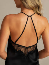[Black] SilkSilky Sleeveless Halter Camisole Set 005