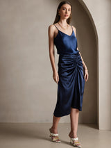 [Dark Blue] SilkSilky  Spaghetti Strap V Neck Camisole Top 004