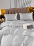 SilkSilky US 22Momme Pure Silk Bedding Set Silver 005