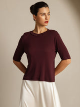 [Windsor Wine] SilkSilky  Half Sleeve Crew Neck Women's T-Shirt 001