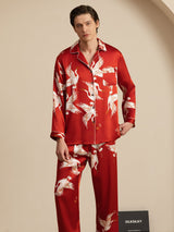 [Wine] SilkSilky  Long Sleeve Notch Collar Men's Pajamas 006