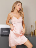 SilkSilky US Pure Silk Sleeveless V Neck Nightgown LightPink 004