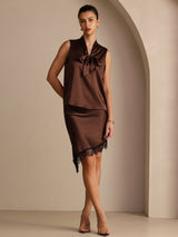 [Bitter Chocolate] SilkSilky Sleeveless Tie Neck Camisole Top 006