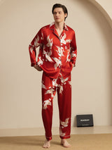 [Wine] SilkSilky  Long Sleeve Notch Collar Men's Pajamas 004