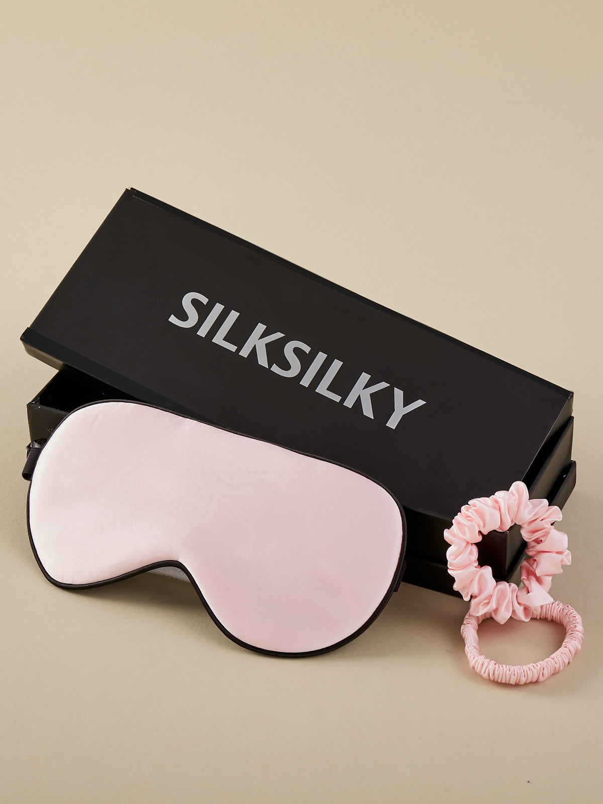 SilkSilky US 19Momme Pure Silk Eye Mask Pink 001