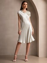 [Light Green] SilkSilky  Cap Sleeve V Neck Nightgown 001