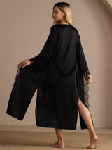 [Black] SilkSilky 3/4 Sleeve Womens Robe 002