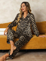 [Leopard] SilkSilky  Long Sleeve Notch Collar Women's Pajamas 001