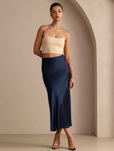 [Dark Blue] SilkSilky Skirt 005