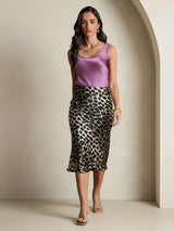 [Leopard] SilkSilky  19Momme Pure Silk Skirt 009,
