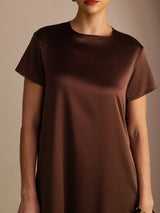 [Bitter Chocolate] SilkSilky Short Sleeve Round Neck Dress 005