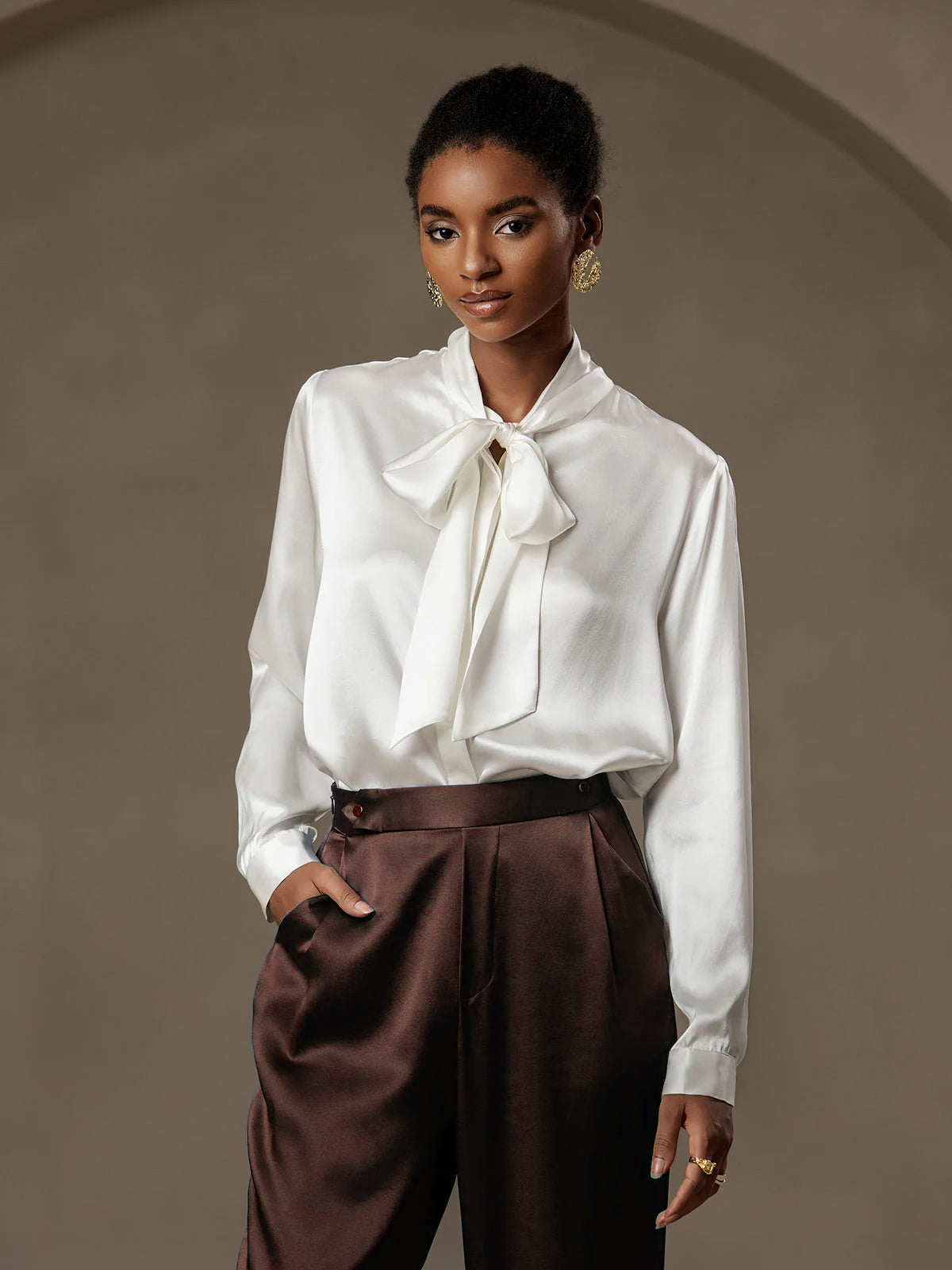 [Bitter Chocolate] SilkSilky  19Momme Silk Womens Pants 003