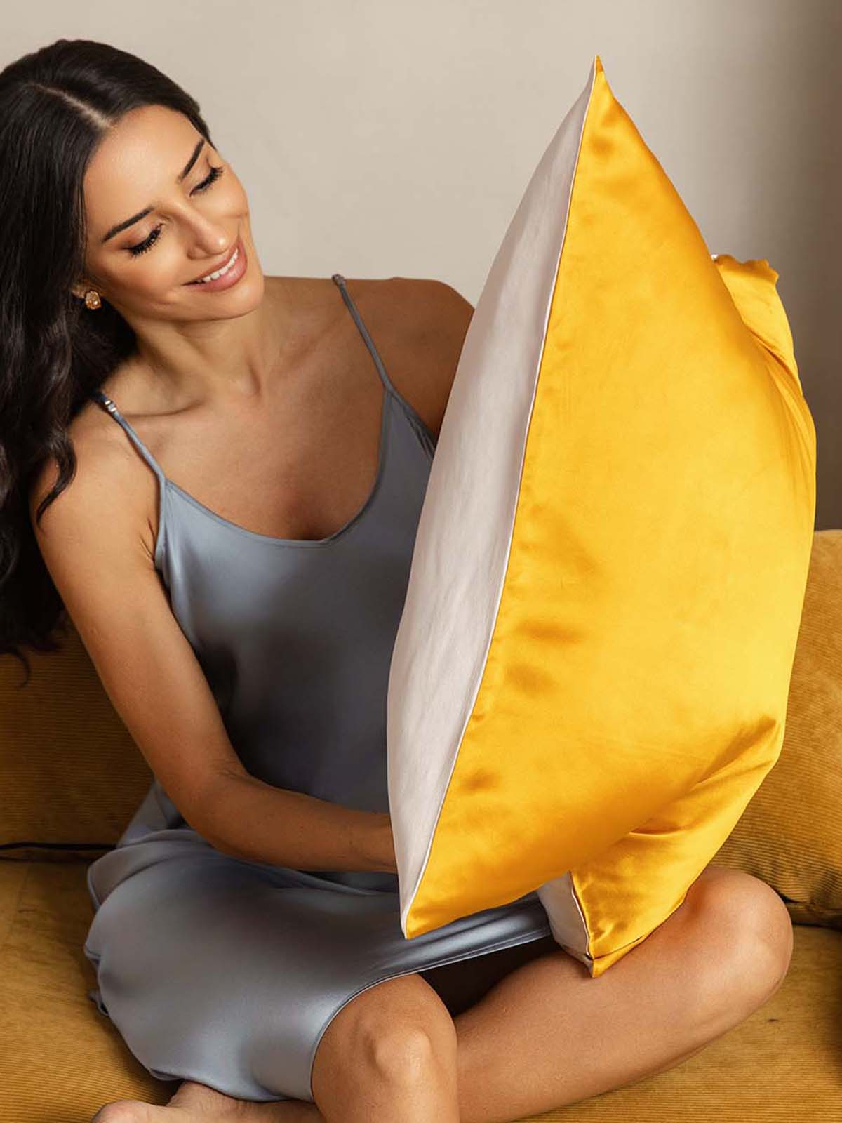 [Gold+LightBeige] SilkSilky  22Momme Pure Silk Pillowcase 002