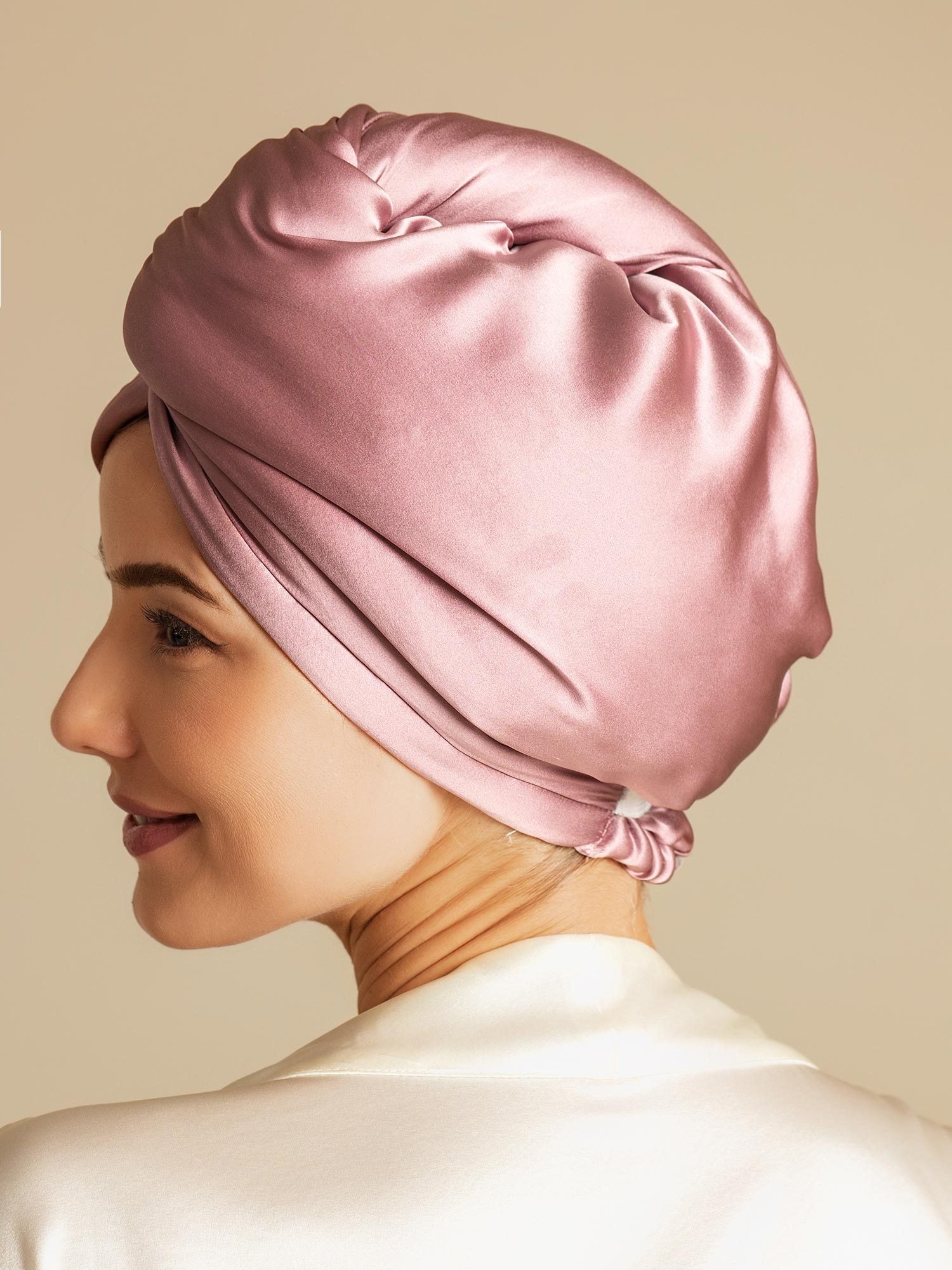 [Pale Mauve] SilkSilky  Pure Silk Wrap Hair Towel Wrap 002,