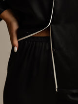 [Black] SilkSilky  Long Sleeve Notch Collar Women's Pajamas 005