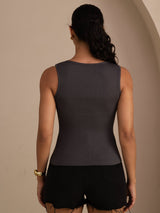 [Gray] SilkSilky Sleeveless Deep V Neck Camisole Top 002