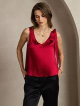 [Wine] SilkSilky  Sleeveless V Neck Women's T-Shirt 006