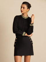 [Black] SilkSilky  19Momme Silk Long Sleeve Collar Blouse 005