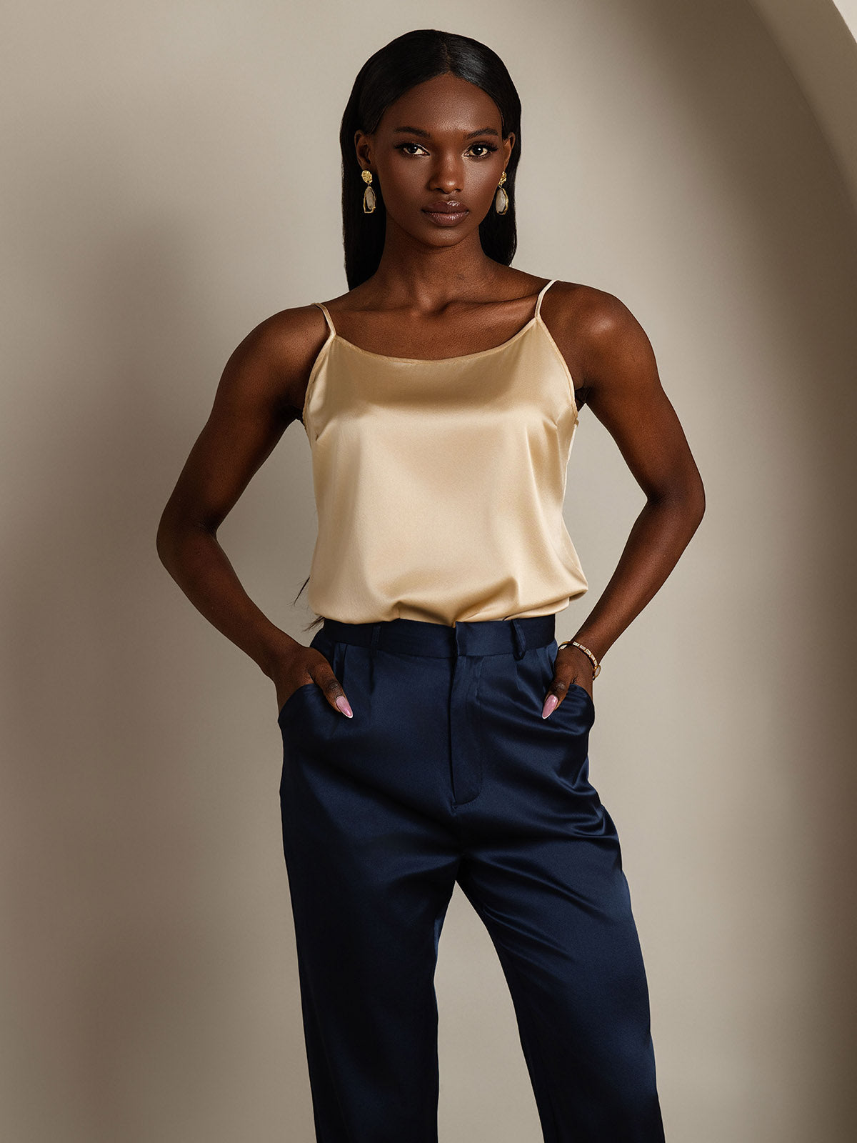 [Champagne] SilkSilky  19Momme Silk Camisoles 006