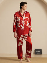 [Wine] SilkSilky  Long Sleeve Notch Collar Men's Pajamas 001