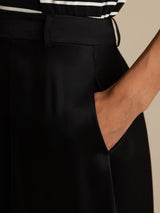 [Black] SilkSilky  19Momme Stretch Silk Charmeuse Skirt 007
