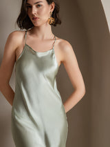 SilkSilky  19Momme Silk Sleeveless Dress LightGreen 007