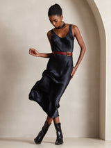 [Black] SilkSilky  Sleeveless Scoop Neck Dress 005