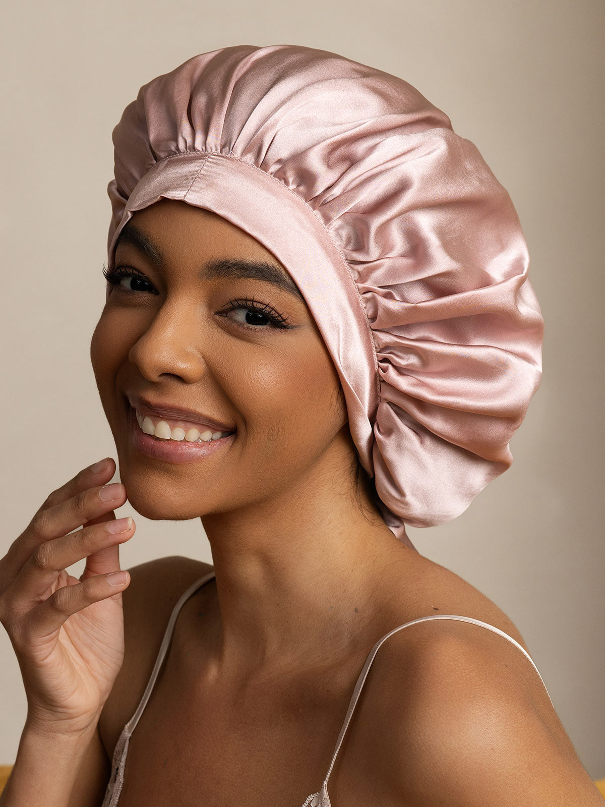 SilkSilky  Pure Silk Sleep Cap Pink 005