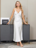 SilkSilky US Pure Silk Sleeveless V Neck Nightgown White 004