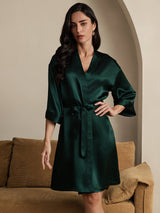 [Dark Green] SilkSilky  3/4 Sleeve Women's Robe 005