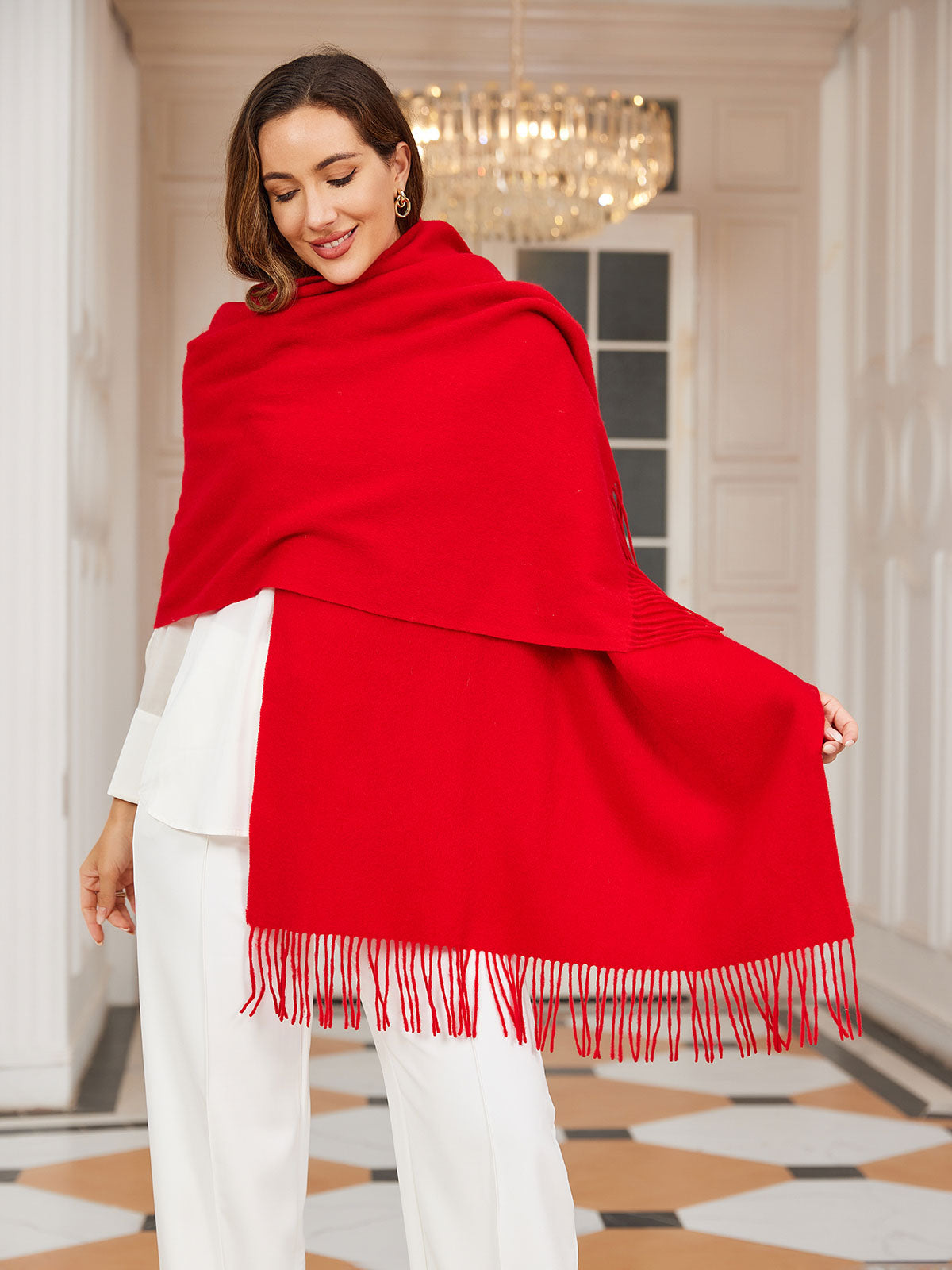 [Red] SilkSilky  Wool Scarf 001