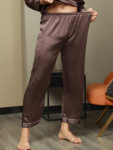[Coffee] SilkSilky  Pure Silk Mens Sleep Bottoms 005,