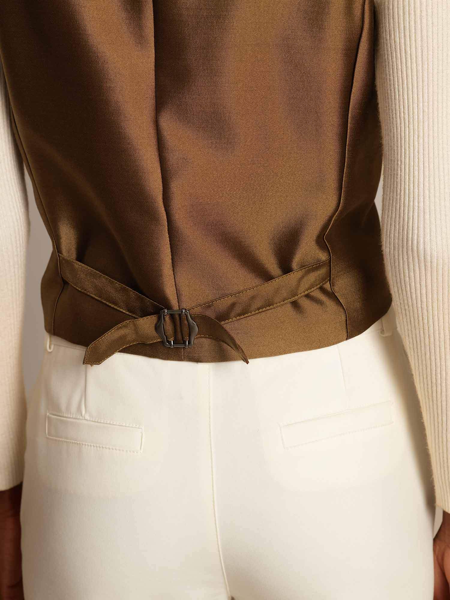 [Bronze] SilkSilky 32Momme Silk V Neck Women's Vest 005