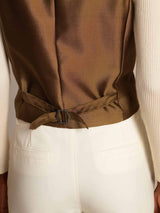 [Bronze] SilkSilky  32Momme Silk-Wool Blend Sleeveless V Neck Women's Vest 006