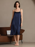 SilkSilky 19Momme Silk Blend Sleeveless Dress DarkBlue 005