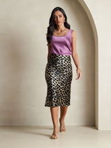 [Leopard] SilkSilky  19Momme Pure Silk Skirt 006,