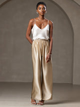 [Beige] SilkSilky  Spaghetti Strap V Neck Camisole Top 007