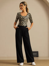 [Leopard] SilkSilky 100% Silk Jersey Half Sleeve Scoop Neck Women's T-Shirt 007
