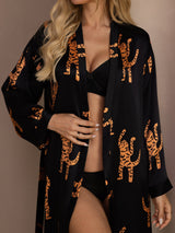 [Black Tiger] SilkSilky  Long Sleeve Women's Robe 004