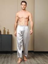 [Gray] SilkSilky  Pure Silk Mens Sleep Bottoms 003,