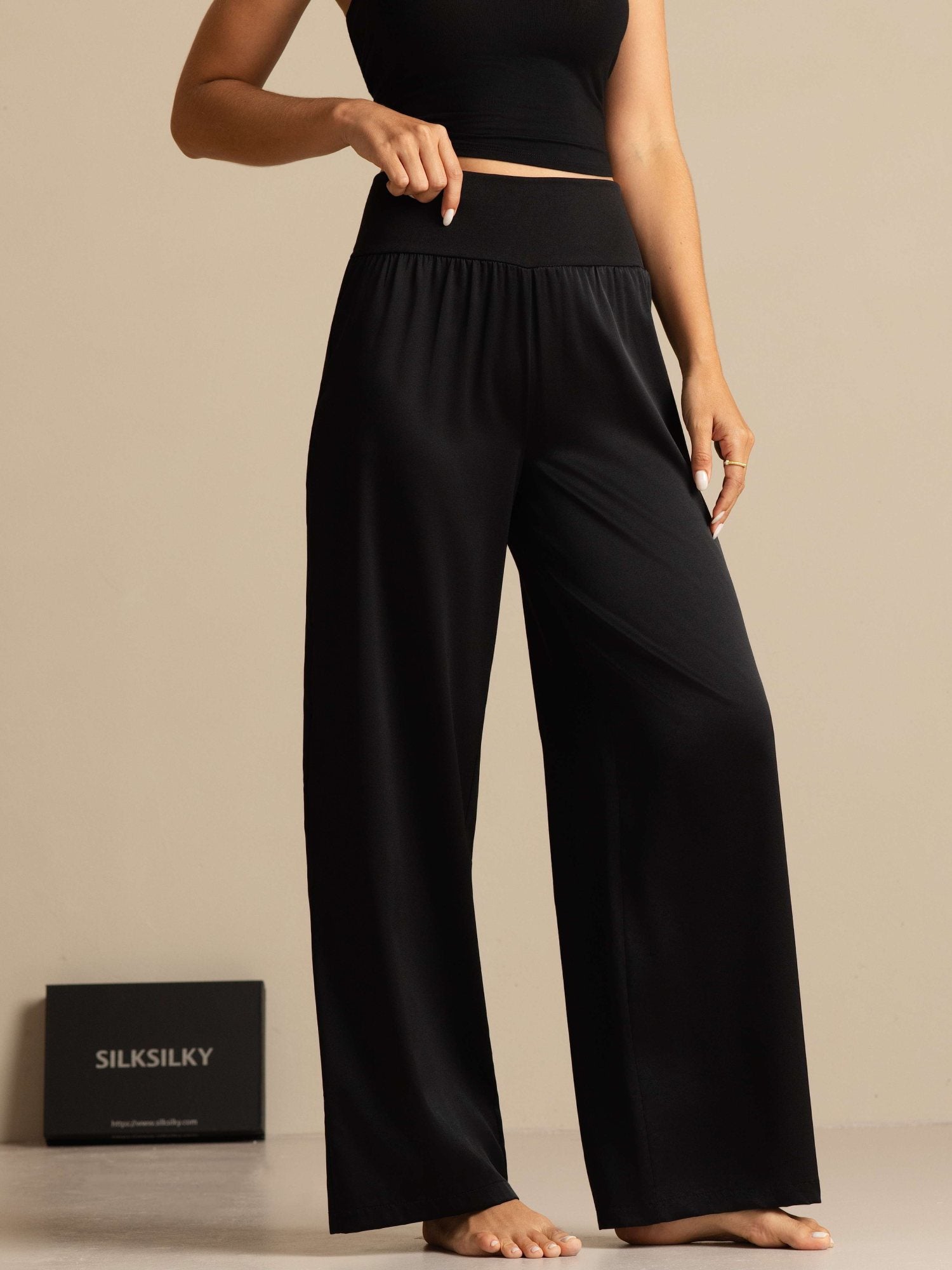[Black] SilkSilky 19Momme Silk Womens Pants 007