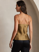 [Coffee] SilkSilky  Spaghetti Strap V Neck Camisole Top 002
