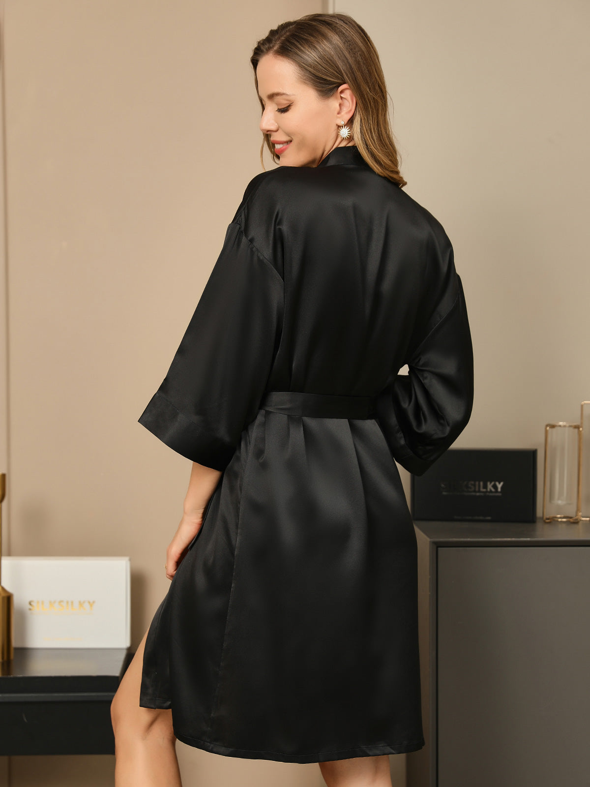 ladies black silk dressing gown Buy Lipsy Black Satin Maxi Dressing Gown Robe With Lace Insert from Next USA